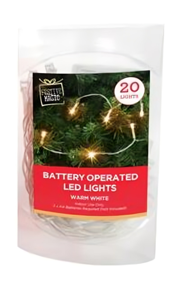 Christmas Battery Operated 20 LED Indoor String Lights Warm White Christmas Battery Operated 20 LED Indoor String Lights Warm White